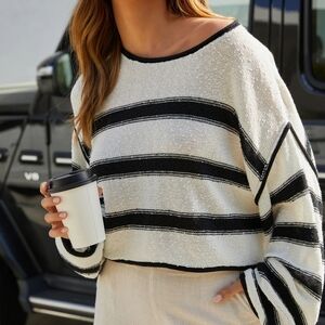 Vici Beachside Striped Cotton Sweater